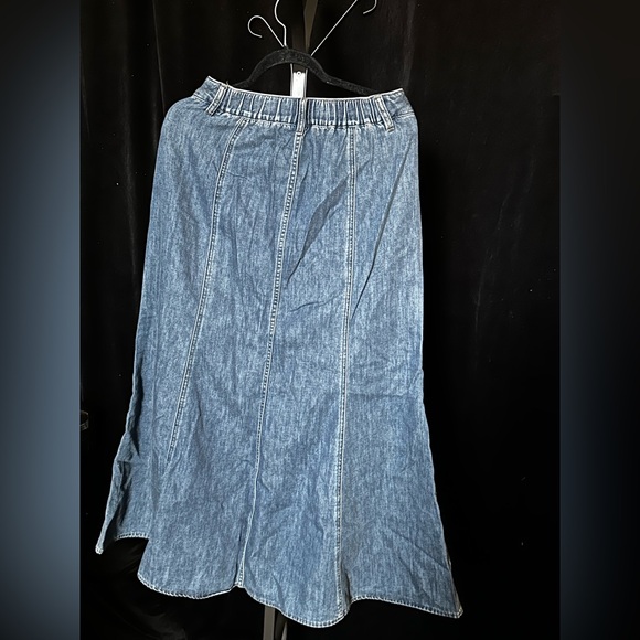 Women's Blue Denim Flared Maxi Skirt Size L - Picture 8 of 12